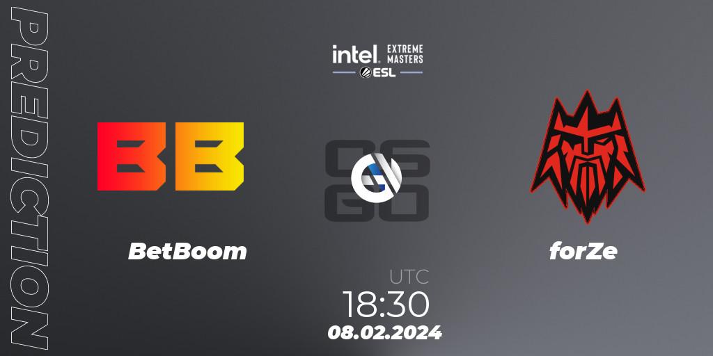 Prognose für das Spiel BetBoom VS forZe. 08.02.24. CS2 (CS:GO) - Intel Extreme Masters China 2024: European Closed Qualifier