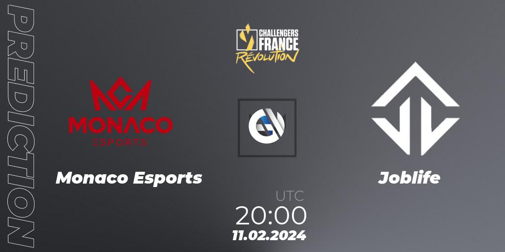 Prognose für das Spiel Monaco Esports VS Joblife. 11.02.24. VALORANT - VALORANT Challengers 2024 France: Revolution Split 1
