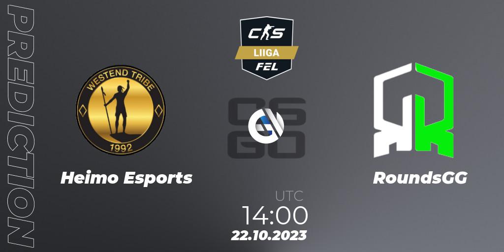 Prognose für das Spiel Heimo Esports VS RoundsGG. 22.10.23. CS2 (CS:GO) - Finnish Esports League Season 11