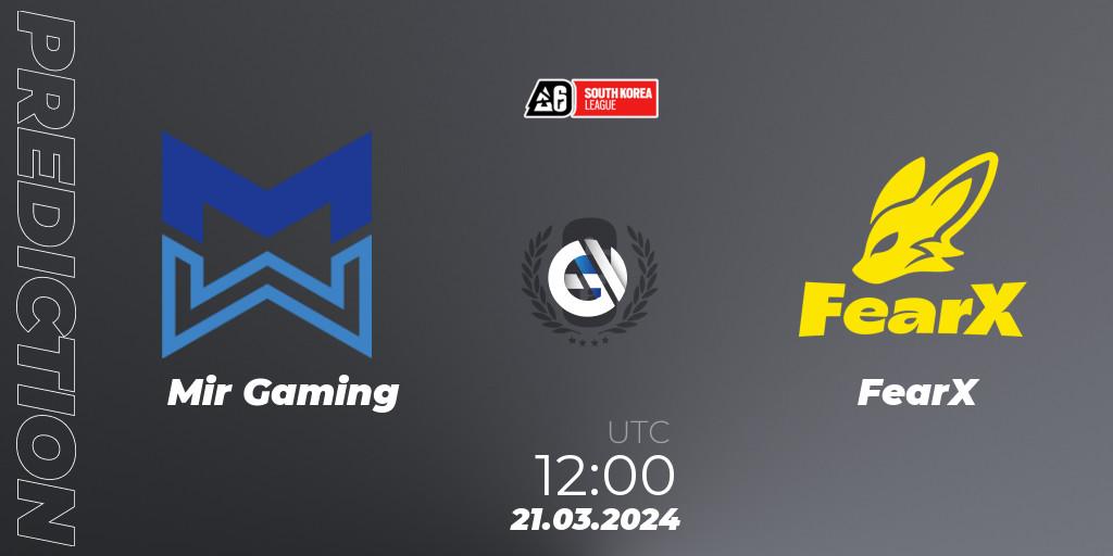 Prognose für das Spiel Mir Gaming VS FearX. 21.03.24. Rainbow Six - South Korea League 2024 - Stage 1