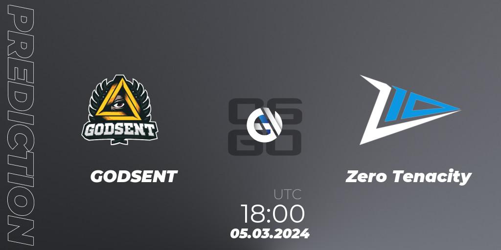 Prognose für das Spiel GODSENT VS Zero Tenacity. 06.03.24. CS2 (CS:GO) - ESEA Season 48: Advanced Division - Europe