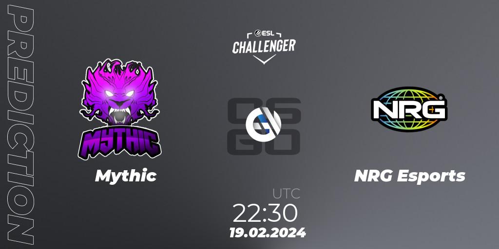 Prognose für das Spiel Mythic VS NRG Esports. 19.02.2024 at 22:30. Counter-Strike (CS2) - ESL Challenger #56: North American Closed Qualifier