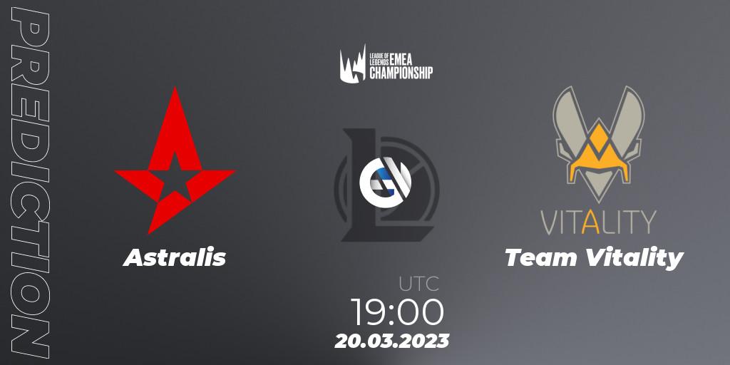 Prognose für das Spiel Astralis VS Team Vitality. 20.03.2023 at 19:00. LoL - LEC Spring 2023 - Regular Season