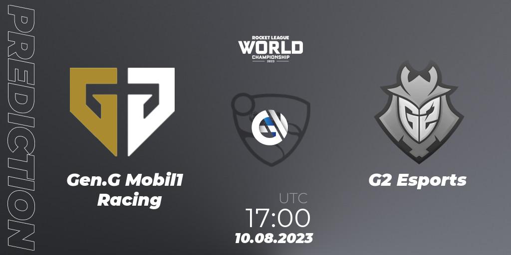 Prognose für das Spiel Gen.G Mobil1 Racing VS G2 Esports. 10.08.2023 at 17:15. Rocket League - Rocket League Championship Series 2022-23 - World Championship Group Stage