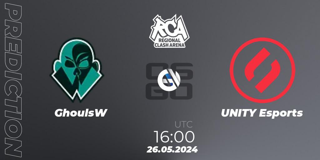 Prognose für das Spiel GhoulsW VS UNITY Esports. 26.05.2024 at 16:00. Counter-Strike (CS2) - Regional Clash Arena Europe: Closed Qualifier