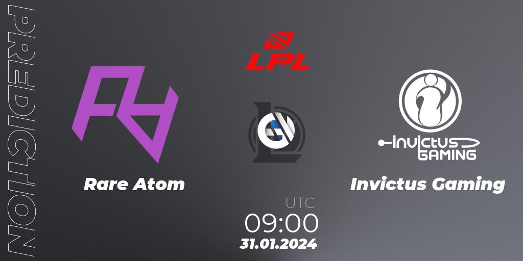 Prognose für das Spiel Rare Atom VS Invictus Gaming. 31.01.2024 at 09:00. LoL - LPL Spring 2024 - Group Stage