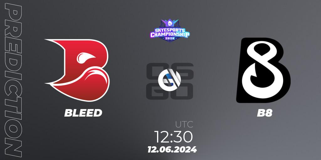 Prognose für das Spiel BLEED VS B8. 12.06.2024 at 12:50. Counter-Strike (CS2) - Skyesports Championship 2024: European Qualifier