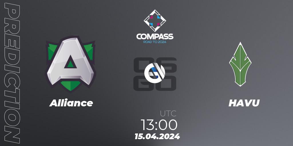 Prognose für das Spiel Alliance VS HAVU. 15.04.24. CS2 (CS:GO) - YaLLa Compass Spring 2024
