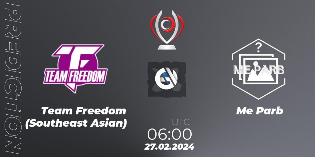 Prognose für das Spiel Team Freedom (Southeast Asian) VS Me Parb. 27.02.2024 at 06:13. Dota 2 - Opus League