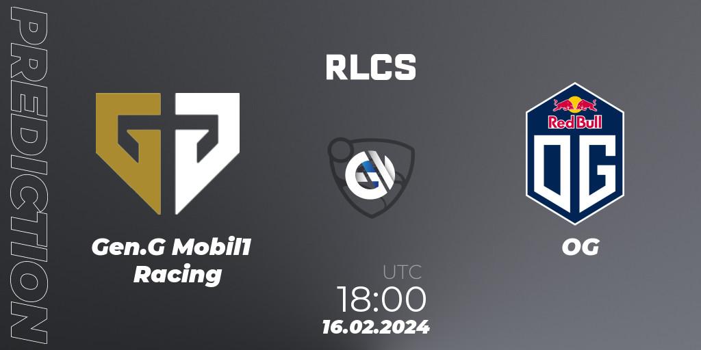 Prognose für das Spiel Gen.G Mobil1 Racing VS OG. 16.02.2024 at 18:00. Rocket League - RLCS 2024 - Major 1: North America Open Qualifier 2
