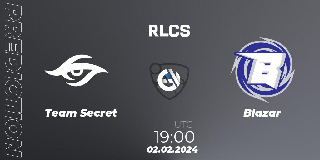 Prognose für das Spiel Team Secret VS Blazar. 02.02.24. Rocket League - RLCS 2024 - Major 1: SAM Open Qualifier 1