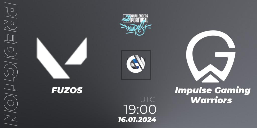 Prognose für das Spiel FUZOS VS Impulse Gaming Warriors. 16.01.2024 at 19:00. VALORANT - VALORANT Challengers 2024 Portugal: Tempest Split 1
