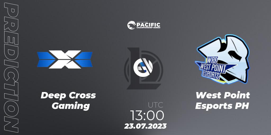 Prognose für das Spiel Deep Cross Gaming VS West Point Esports PH. 23.07.2023 at 13:10. LoL - PACIFIC Championship series Group Stage