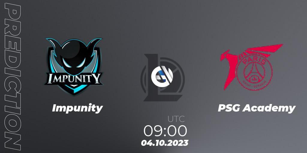 Prognose für das Spiel Impunity VS PSG Academy. 04.10.23. LoL - PCS Spring 2024 - Promotion