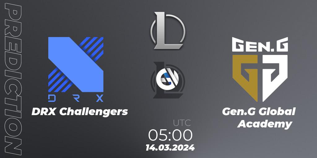 Prognose für das Spiel DRX Challengers VS Gen.G Global Academy. 14.03.24. LoL - LCK Challengers League 2024 Spring - Group Stage