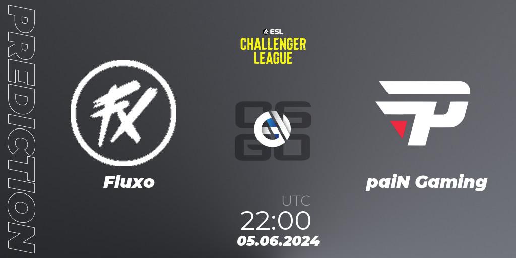 Prognose für das Spiel Fluxo VS paiN Gaming. 05.06.2024 at 22:10. Counter-Strike (CS2) - ESL Challenger League Season 47: South America