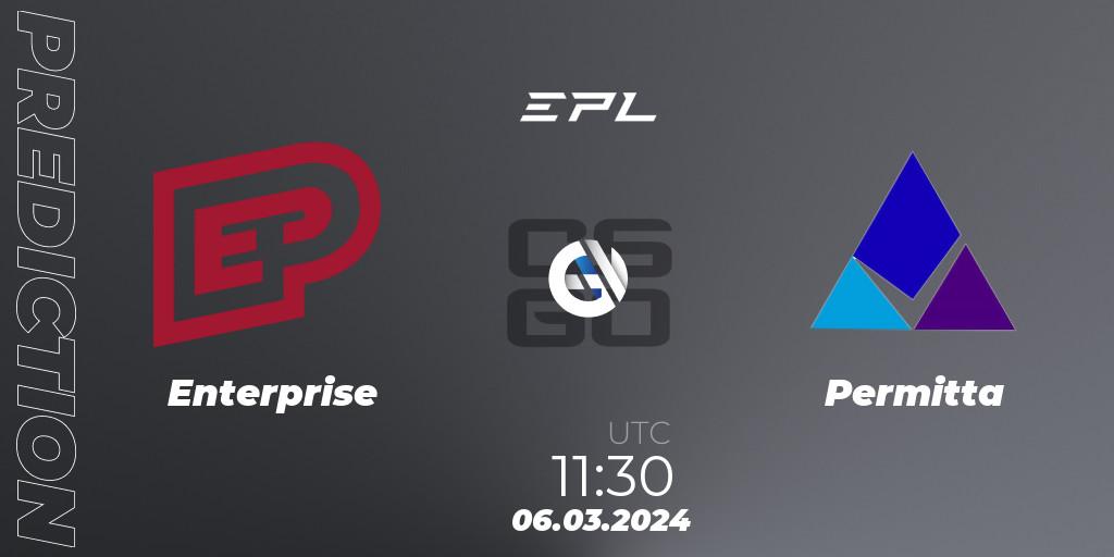 Prognose für das Spiel Enterprise VS Permitta. 06.03.24. CS2 (CS:GO) - European Pro League Season 14