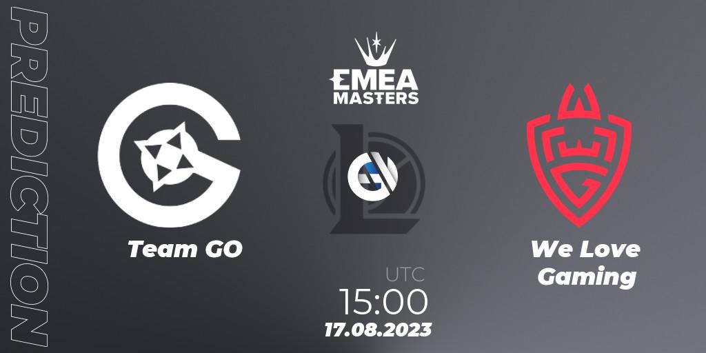 Prognose für das Spiel Team GO VS We Love Gaming. 17.08.23. LoL - EMEA Masters Summer 2023