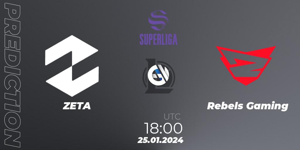 Prognose für das Spiel ZETA VS Rebels Gaming. 25.01.2024 at 18:00. LoL - Superliga Spring 2024 - Group Stage