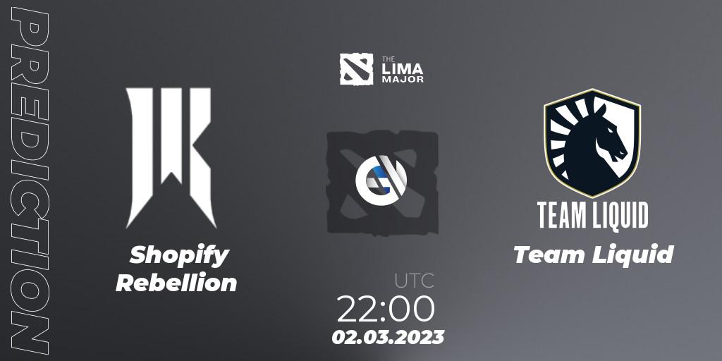 Prognose für das Spiel Shopify Rebellion VS Team Liquid. 02.03.2023 at 21:22. Dota 2 - The Lima Major 2023