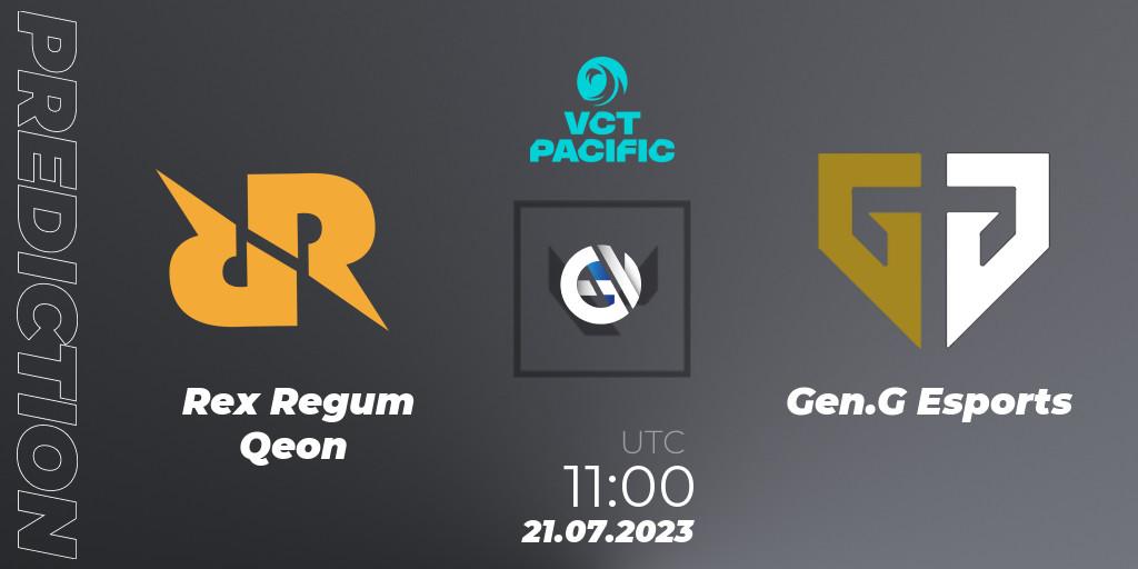 Prognose für das Spiel Rex Regum Qeon VS Gen.G Esports. 21.07.23. VALORANT - VALORANT Champions Tour 2023: Pacific Last Chance Qualifier