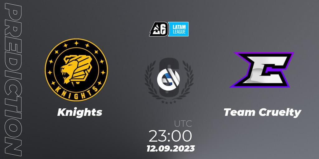 Prognose für das Spiel Knights VS Team Cruelty. 12.09.2023 at 23:00. Rainbow Six - LATAM League 2023 - Stage 2