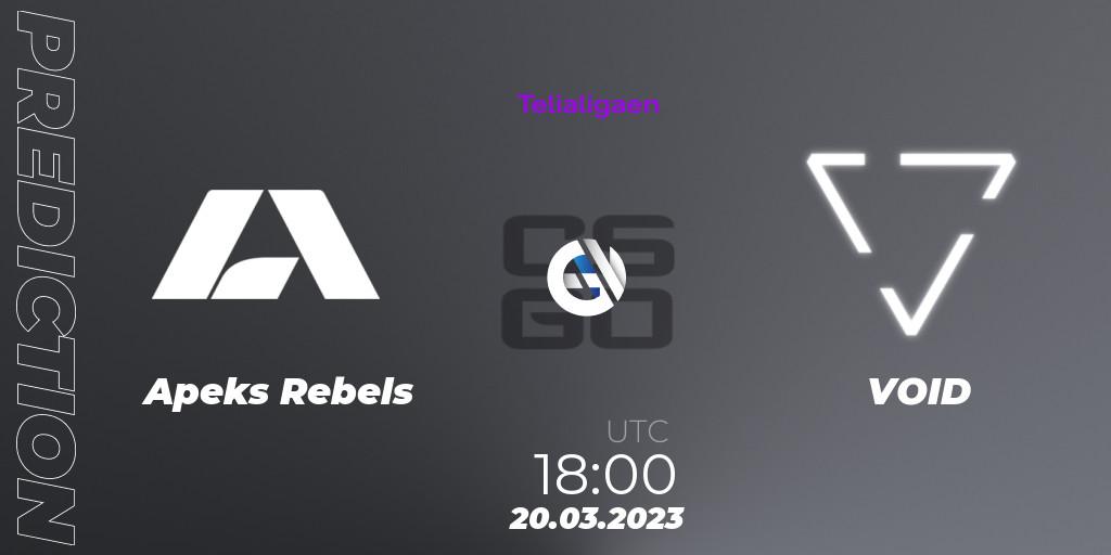 Prognose für das Spiel Apeks Rebels VS VOID. 20.03.23. CS2 (CS:GO) - Telialigaen Spring 2023: Group stage
