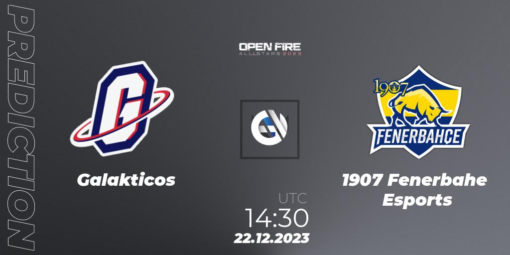 Prognose für das Spiel Galakticos VS 1907 Fenerbahçe Esports. 22.12.2023 at 14:30. VALORANT - Open Fire All Stars 2023