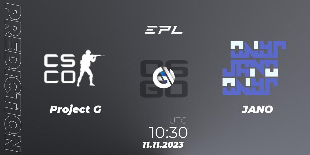 Prognose für das Spiel Project G VS JANO. 11.11.2023 at 11:30. Counter-Strike (CS2) - European Pro League Season 12: Division 2