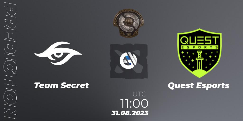 Prognose für das Spiel Team Secret VS PSG Quest. 31.08.2023 at 11:00. Dota 2 - The International 2023 - Western Europe Qualifier