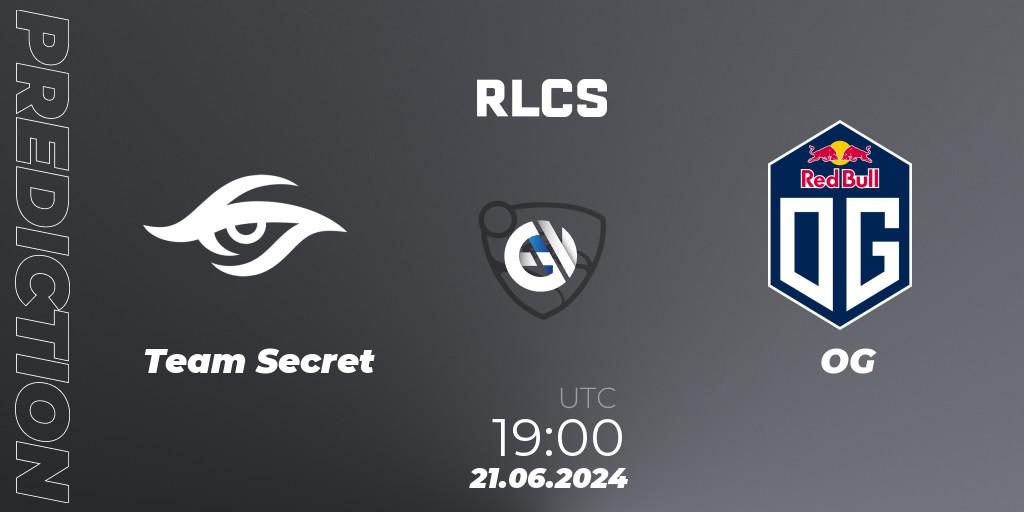 Prognose für das Spiel Team Secret VS OG. 21.06.2024 at 17:10. Rocket League - Rocket League Championship Series 2024 - Major 2