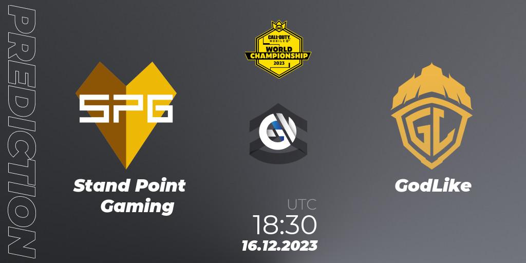 Prognose für das Spiel Stand Point Gaming VS GodLike. 16.12.23. Call of Duty - CODM World Championship 2023