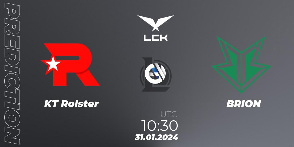 Prognose für das Spiel KT Rolster VS BRION. 31.01.2024 at 10:30. LoL - LCK Spring 2024 - Group Stage