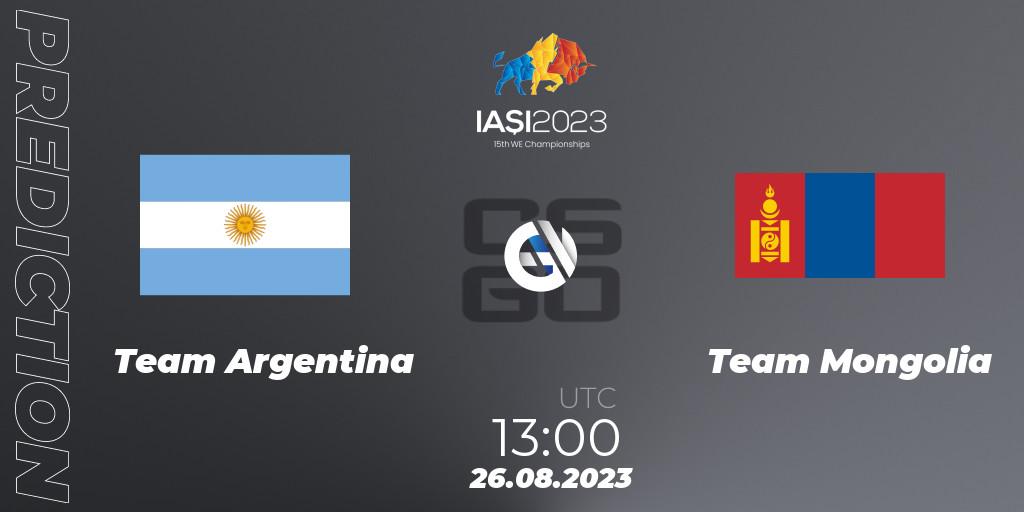 Prognose für das Spiel Team Argentina VS Team Mongolia. 26.08.23. CS2 (CS:GO) - IESF World Esports Championship 2023