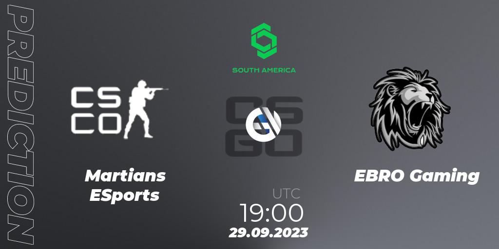 Prognose für das Spiel Martians ESports VS EBRO Gaming. 29.09.23. CS2 (CS:GO) - CCT South America Series #12: Closed Qualifier