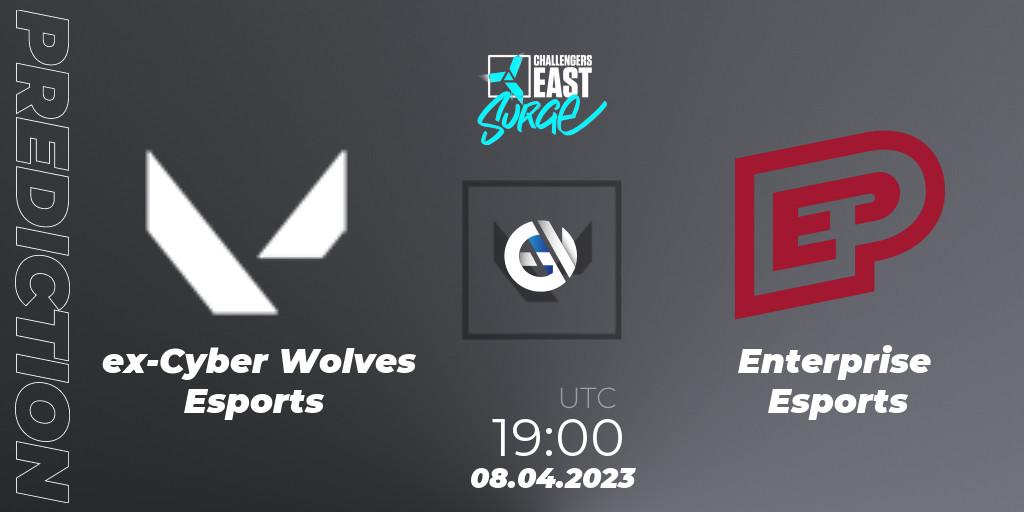 Prognose für das Spiel ex-Cyber Wolves Esports VS Enterprise Esports. 08.04.2023 at 19:10. VALORANT - VALORANT Challengers East: Surge - Split 2 - Regular Season