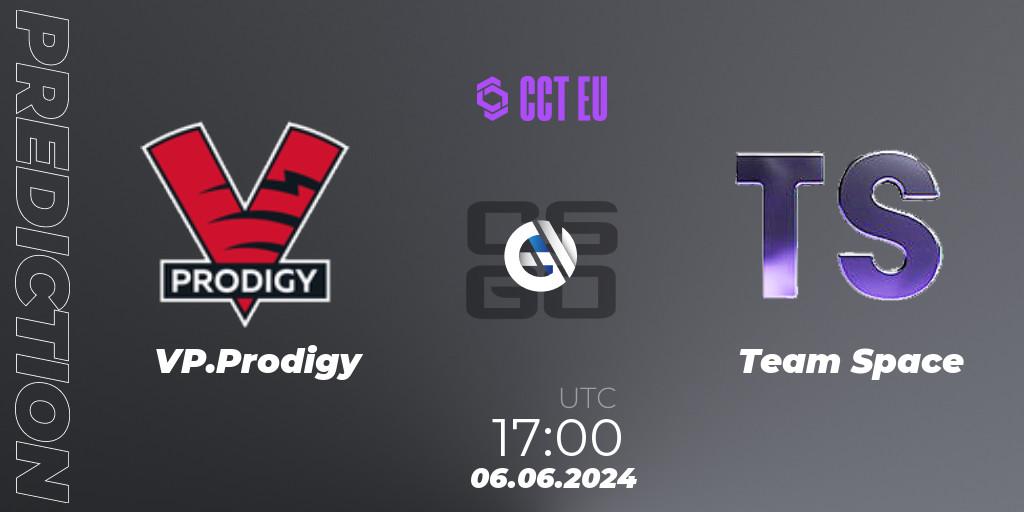 Prognose für das Spiel VP.Prodigy VS Team Space. 06.06.2024 at 17:00. Counter-Strike (CS2) - CCT Season 2 Europe Series 5