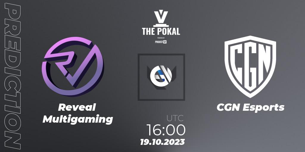 Prognose für das Spiel Reveal Multigaming VS CGN Esports. 19.10.2023 at 16:00. VALORANT - PROJECT V 2023: THE POKAL