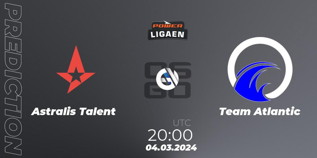 Prognose für das Spiel Astralis Talent VS Team Atlantic. 06.03.24. CS2 (CS:GO) - Dust2.dk Ligaen Season 25