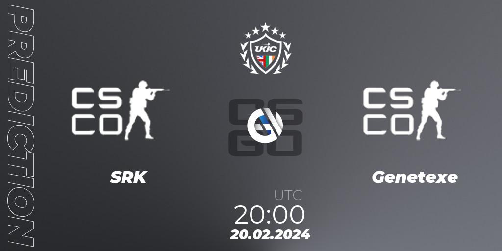 Prognose für das Spiel SRK VS Genetexe. 20.02.2024 at 20:00. Counter-Strike (CS2) - UKIC League Season 1: Division 1