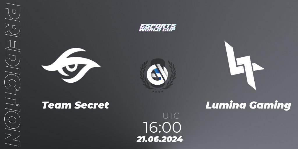 Prognose für das Spiel Team Secret VS Lumina Gaming. 21.06.2024 at 16:00. Rainbow Six - Esports World Cup 2024: Europe OQ