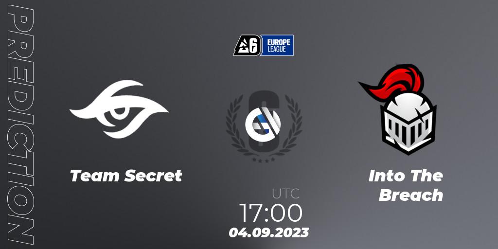 Prognose für das Spiel Team Secret VS Into The Breach. 04.09.2023 at 17:00. Rainbow Six - Europe League 2023 - Stage 2