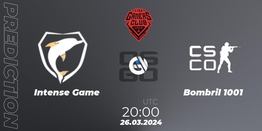 Prognose für das Spiel Intense Game VS Bombril 1001. 26.03.24. CS2 (CS:GO) - Gamers Club Liga Série A: March 2024