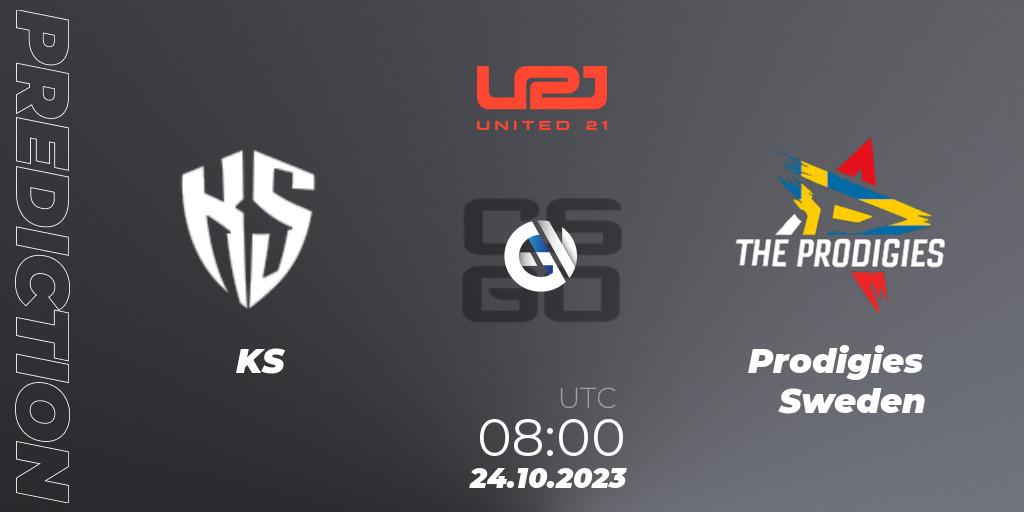 Prognose für das Spiel KS VS Prodigies Sweden. 24.10.2023 at 11:00. Counter-Strike (CS2) - United21 Season 7