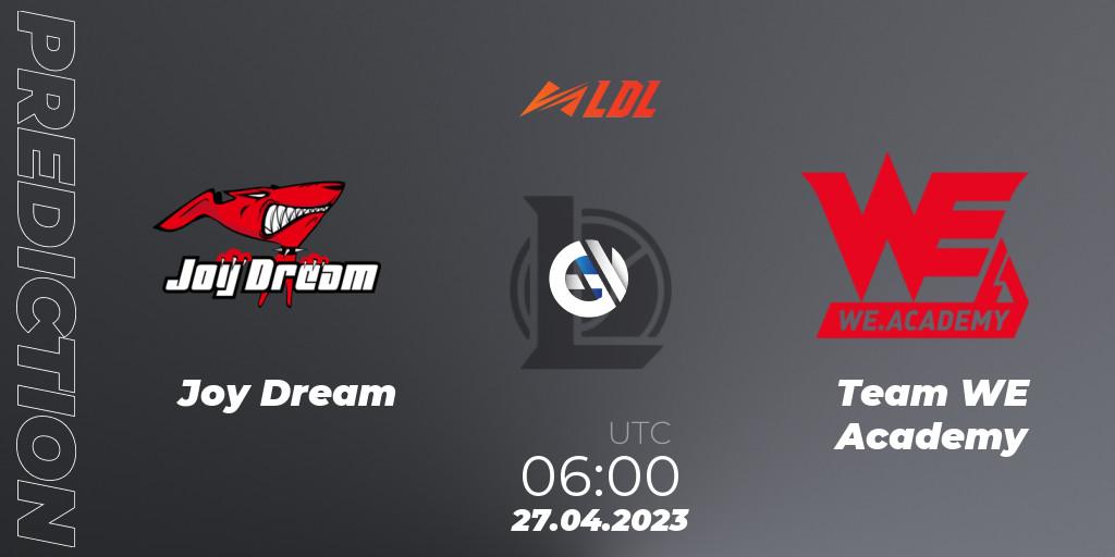 Prognose für das Spiel Joy Dream VS Team WE Academy. 27.04.2023 at 06:00. LoL - LDL 2023 - Regular Season - Stage 2