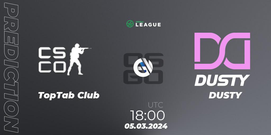 Prognose für das Spiel TopTab Club VS DUSTY. 05.03.24. CS2 (CS:GO) - ESEA Season 48: Main Division - Europe