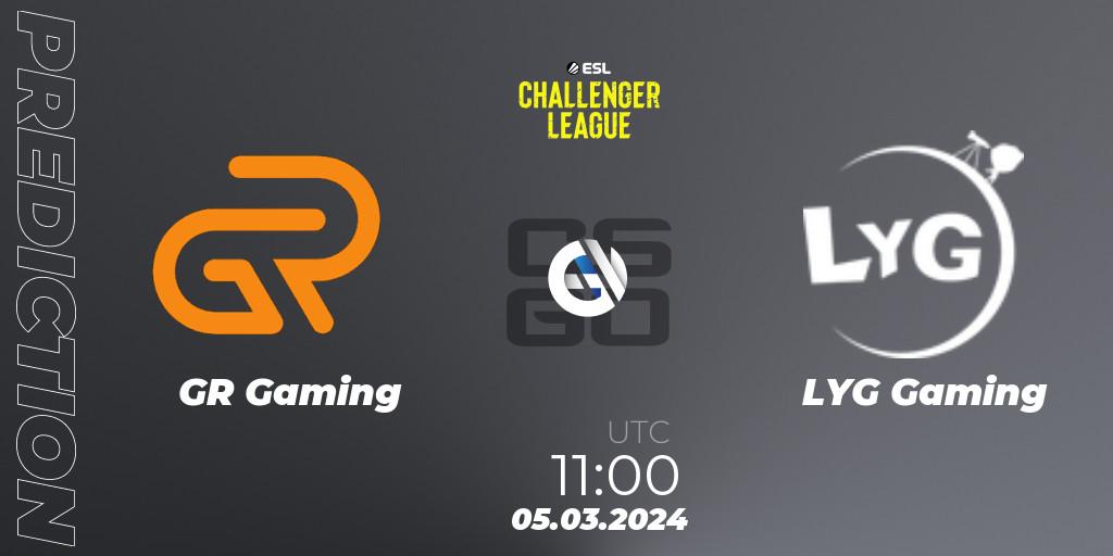 Prognose für das Spiel GR Gaming VS LYG Gaming. 05.03.24. CS2 (CS:GO) - ESL Challenger League Season 47: Asia