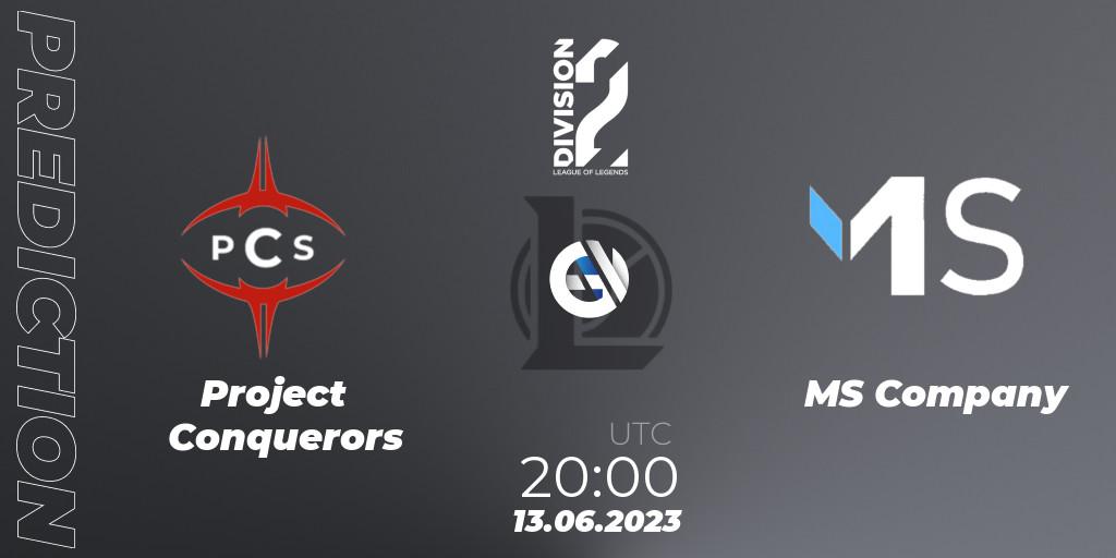 Prognose für das Spiel Project Conquerors VS MS Company. 13.06.23. LoL - LFL Division 2 Summer 2023 - Group Stage
