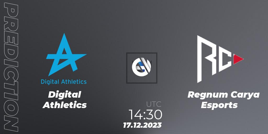 Prognose für das Spiel Digital Athletics VS Regnum Carya Esports. 17.12.2023 at 14:30. VALORANT - Open Fire All Stars 2023
