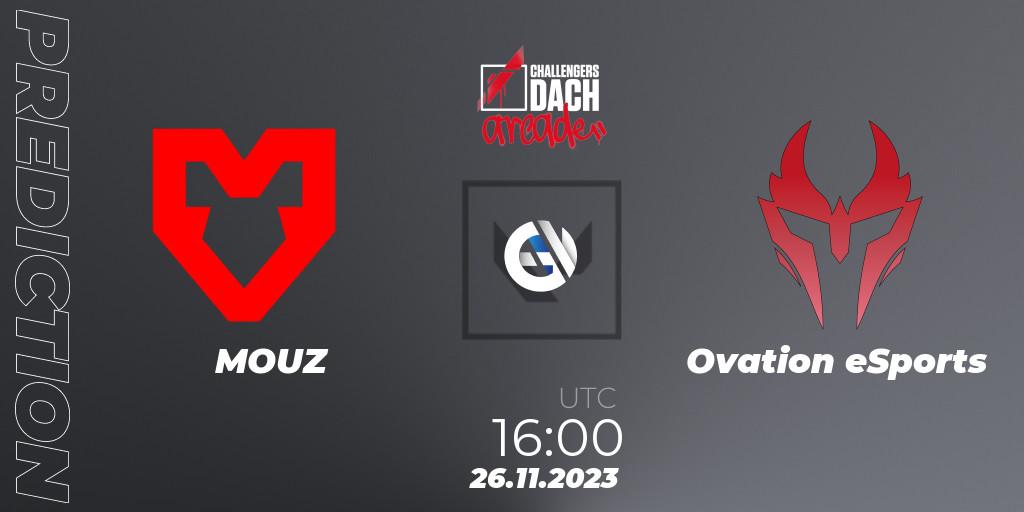 Prognose für das Spiel MOUZ VS Ovation eSports. 26.11.23. VALORANT - VALORANT Challengers 2023 DACH: Arcade